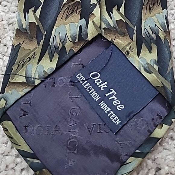 VTG J. Garcia Oak Tree Collection Abstract Silk Tie Green Blue 100% Silk 58 x 4 - Picture 4 of 6